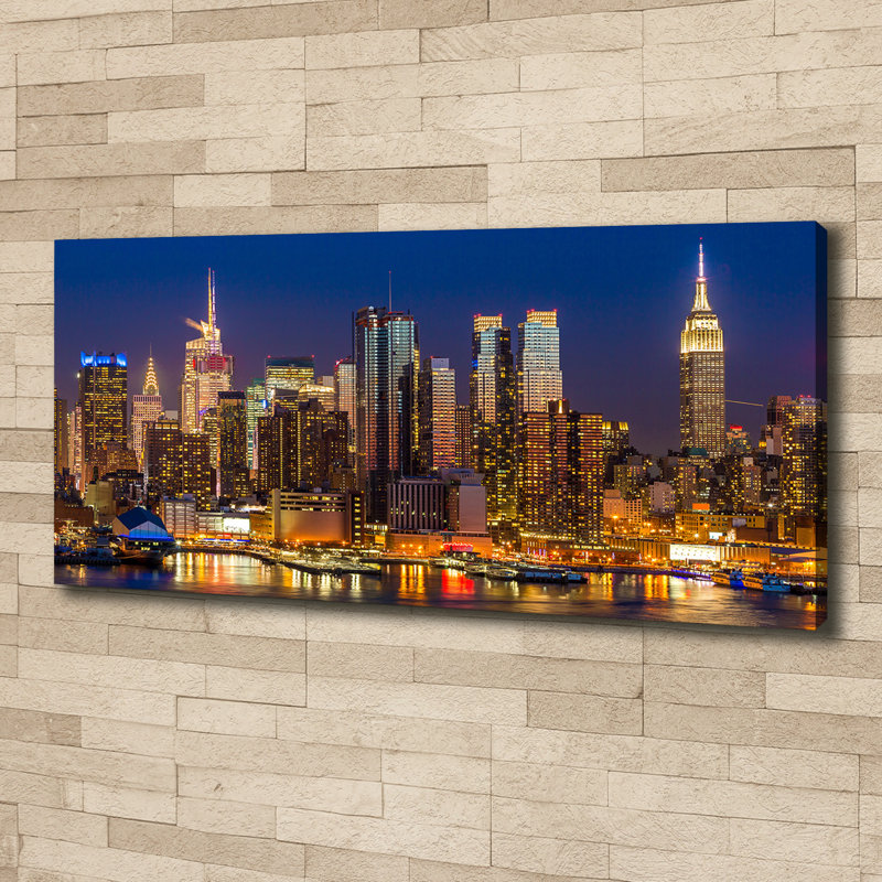 Manhattan By Night - No Frame Print on Canvas