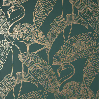 Flamingo Emerald Wallpaper