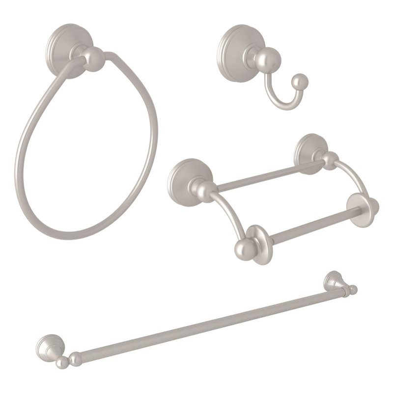 Ensemble de quincaillerie de salle de bain Perrin & Rowe Georgian 4, Nickel satiné