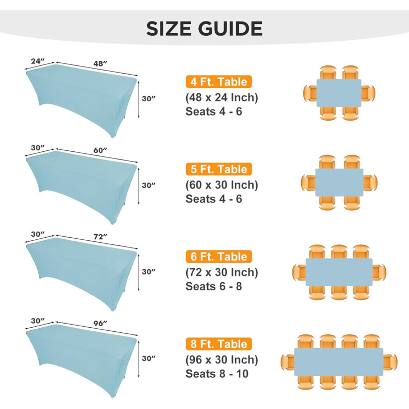 2 Pack Table Cover Fitted Rectangular Tablecloth Stretchable Fabric Lycra Table Cloth 6 Ft Wrinkle-Free For Party Tradeshows Banquet Weddings Cocktail