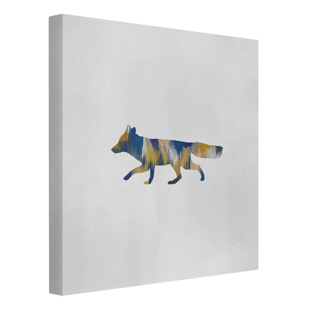 Leinwandbild Fuchs in Blau und Gelb