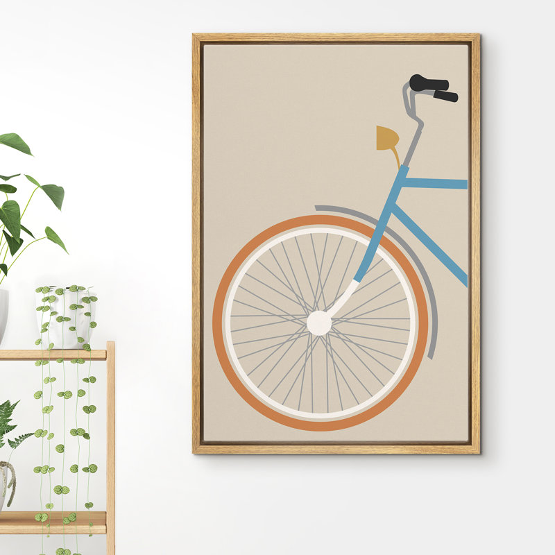 Profil latéral de la partie avant du vélo de randonnée avec grande roue - cadre flottant, impression sur toile, Cadre brun