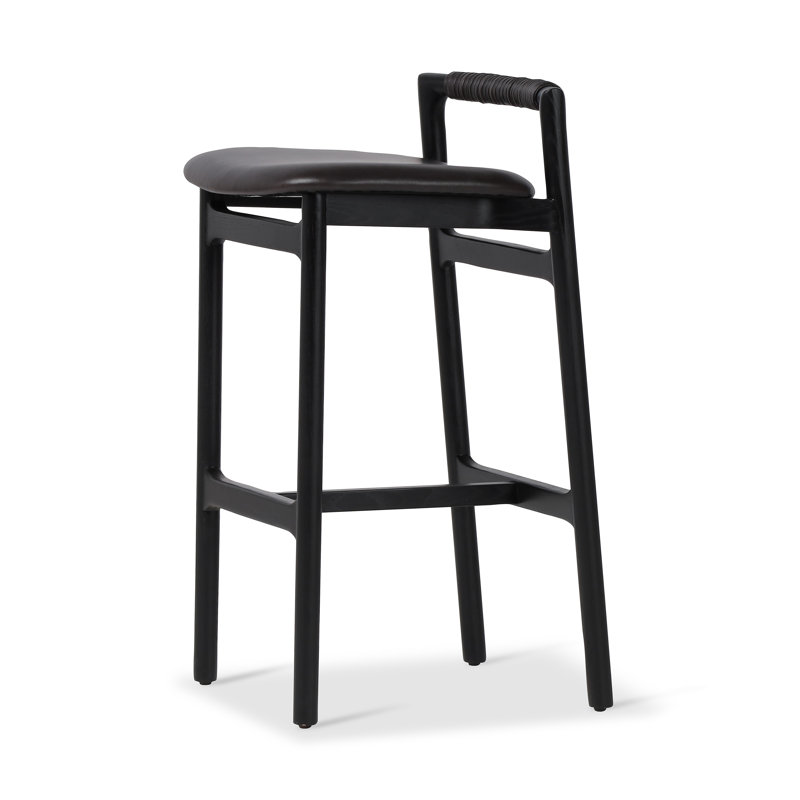 Baden Stool, Bar Stool (30" Seat Height), Sonoma Black/Genuine Leather, Brushed Ebony