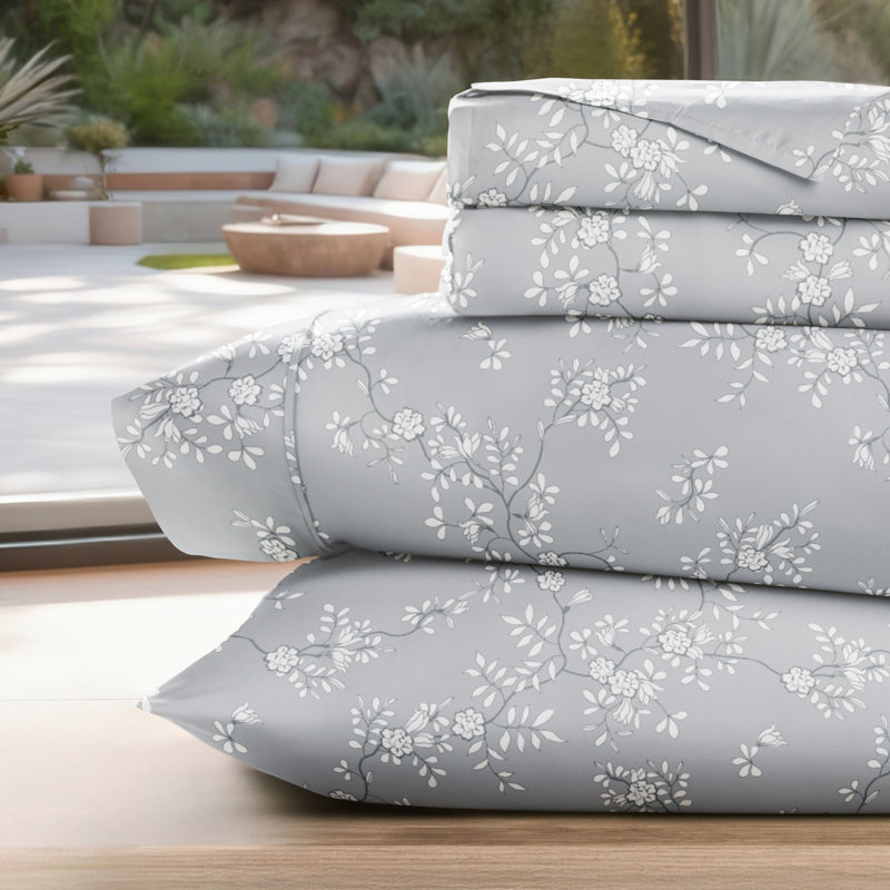 Floral Vine Pattern Sheet Set, Twin Sheet Set, Floral Vine