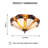 3-light Dimmable 14.4" Tiffany Glass Flush Mount