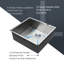 Lavabo en acier inoxydable 25 po x 22 po x 9 po - à la corrosion et aux taches avec surface lisse Lavabo encastrable 25 po x H 9 po hygiénique