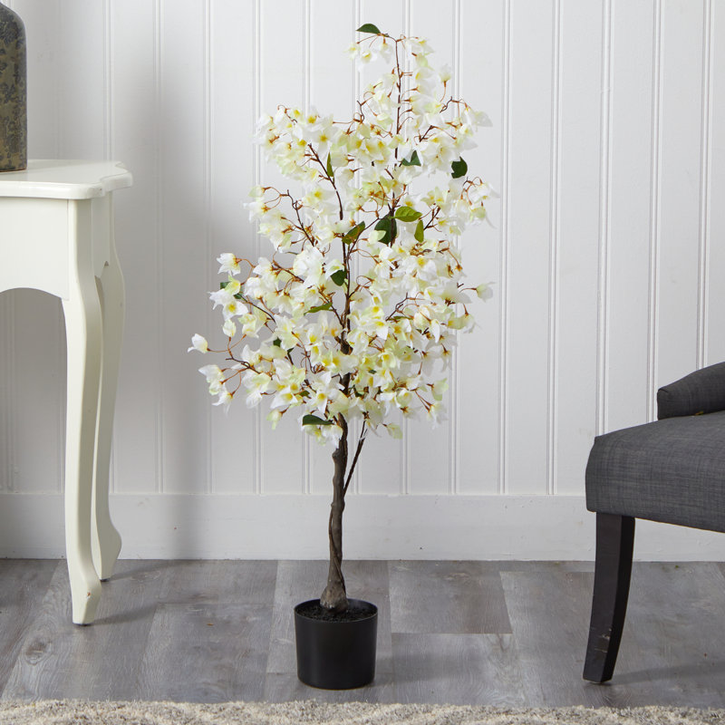 Arbre à fleurs artificielles, Blanc, H 48 po x l 23 po x P 6 po