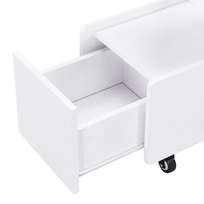 Table de bout mobile avec roues verrouillables, table d'appoint de style avec tiroir de rangement, table de chevet étroite de 11,8 pouces avec rangement multicouche