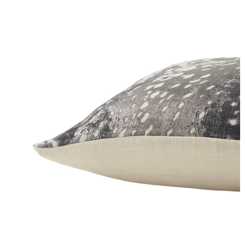 Rectangular Cotton Cushion with Filling, Gray, Polyester
