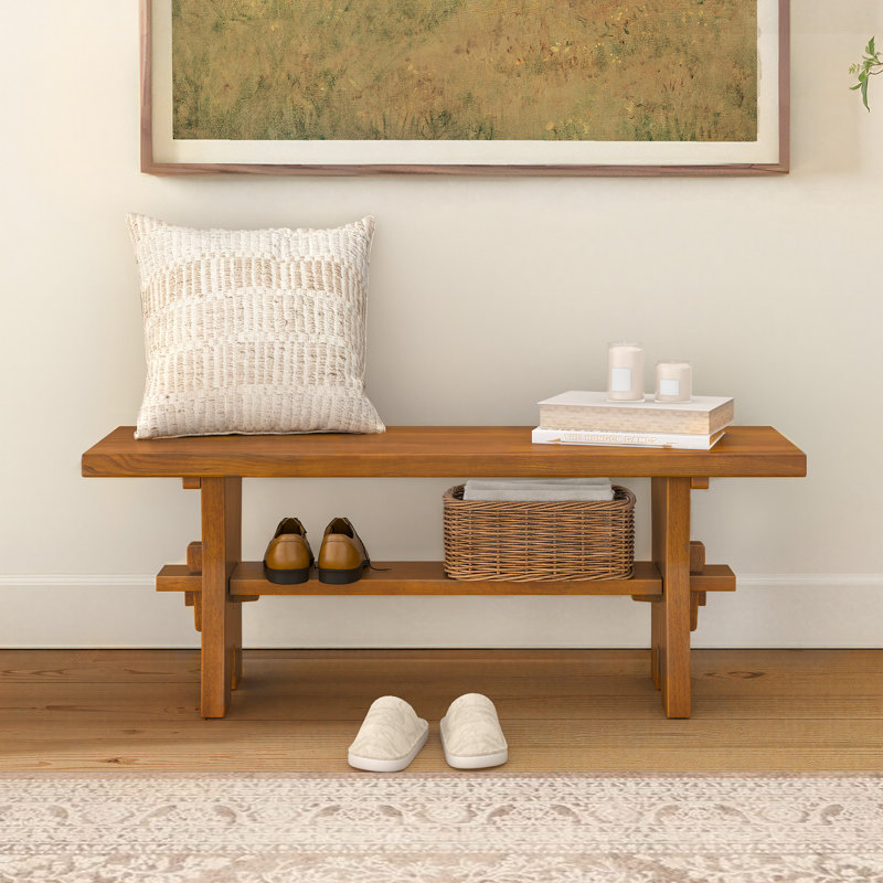 Dorian Solid Wood Entryway Bench, 18" H x 47" W x 13" D