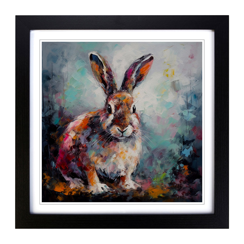 Rabbit Palette Knife No.7 - Single Picture Frame Print on Wood, Black