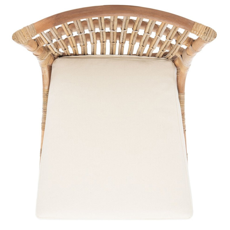 Fauteuil d'appoint en rotin Millender avec coussin, Gris blanc délavé