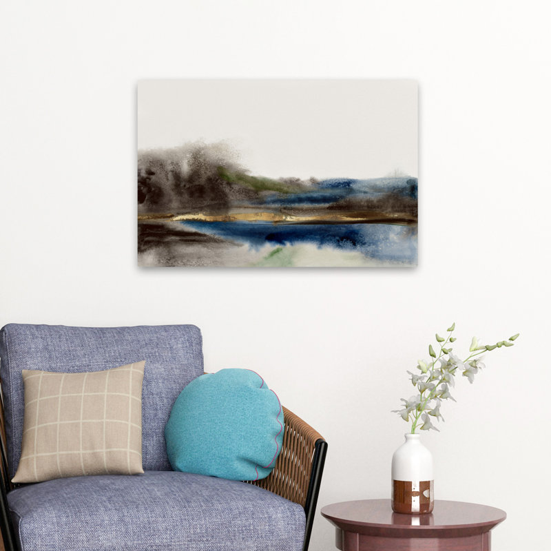 Gire dorée - art abstrait de paysage abstrait aquarelle, H 16 po x l 24 po