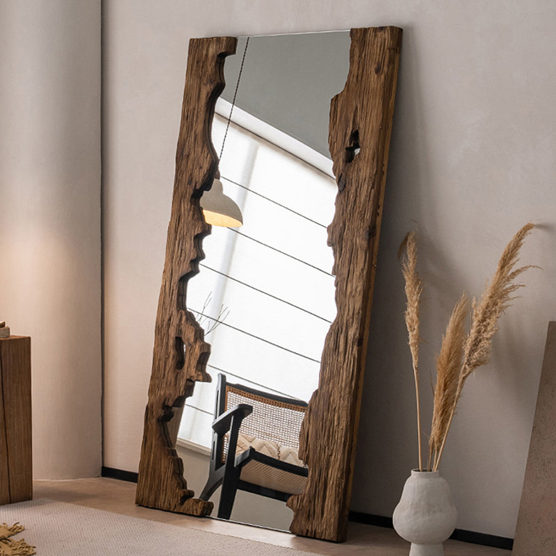Miroir pleine grandeur rectangulaire en bois massif, 78,74 po x 47,24 po