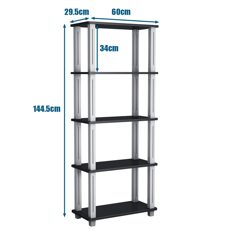 Trower 144.5cm H x 60cm W Standard Bookcase, Black