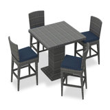 District Outdoor 5 - Piece Bar Height Dining Set with Cushions