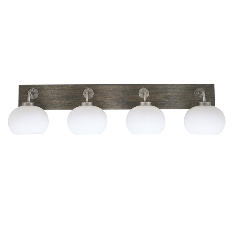 Oxbridge 4 Light Bath Bar Shown With 7" Glass, Transparent, Graphite / gris vieilli
