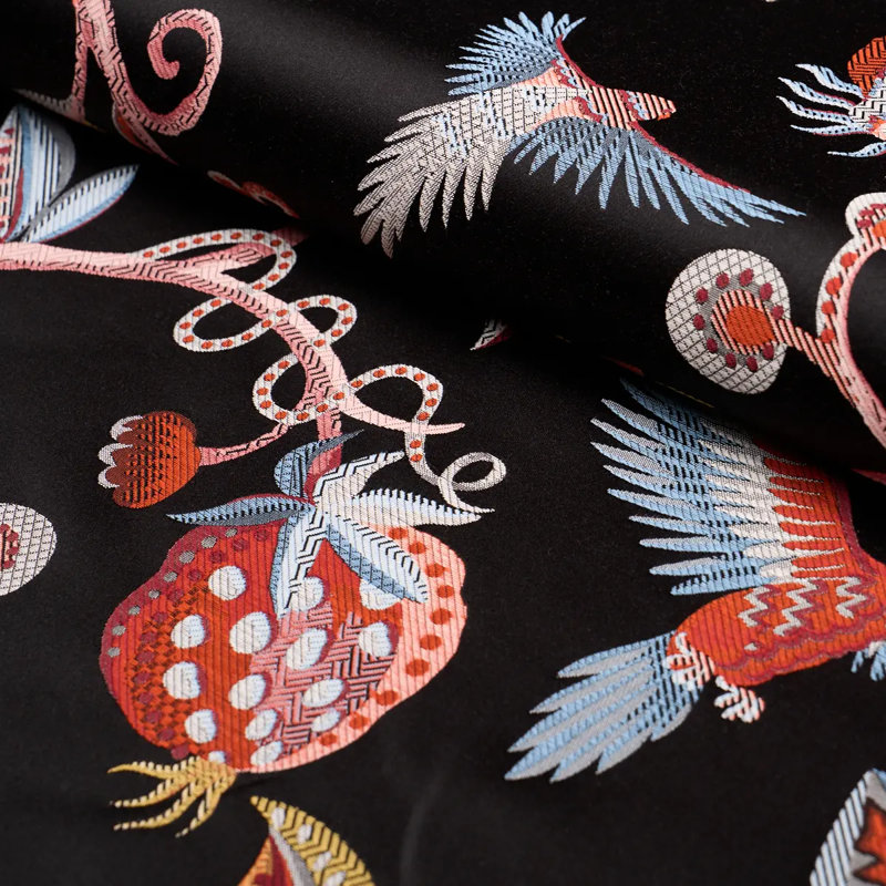 Birds Of Paradise Fabric, Noir