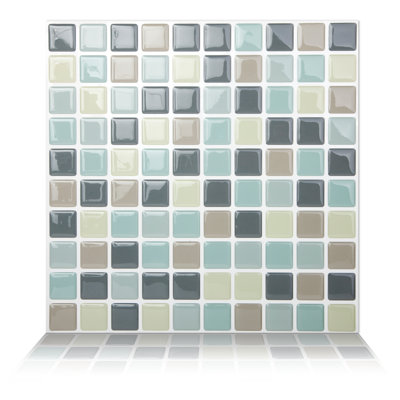 9.84" x 9.84" Peel and Stick Wall Tile in Mint Grey