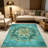 Teal Gold Mandala Marble   area rugs for Living Room, Soft and Comfortable, Suitable for all seasons, easy to maintain, machine washable Indoor floor mat, Under Table Farmhouse suitable for Bedroom, Dining Room, Study,  Balcony, Home Decor Patio-1709380301