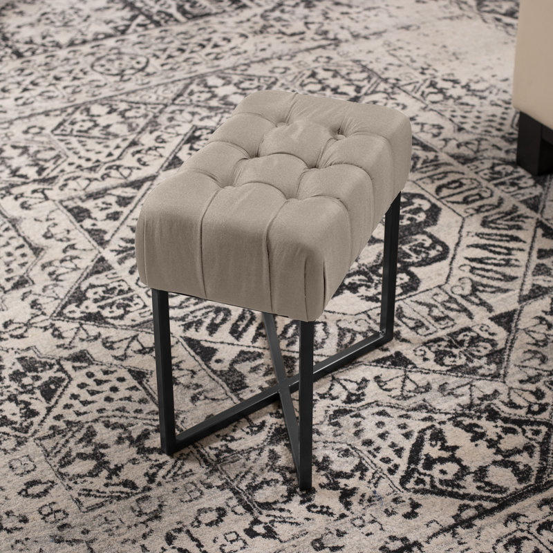 Repose-pieds BirdRock Home, Noir, Beige Linen