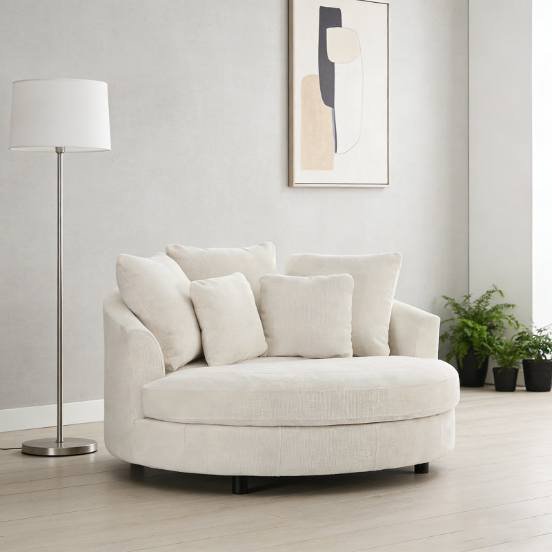 Chaise longue d'intérieur surdimensionnée à housse, Beige