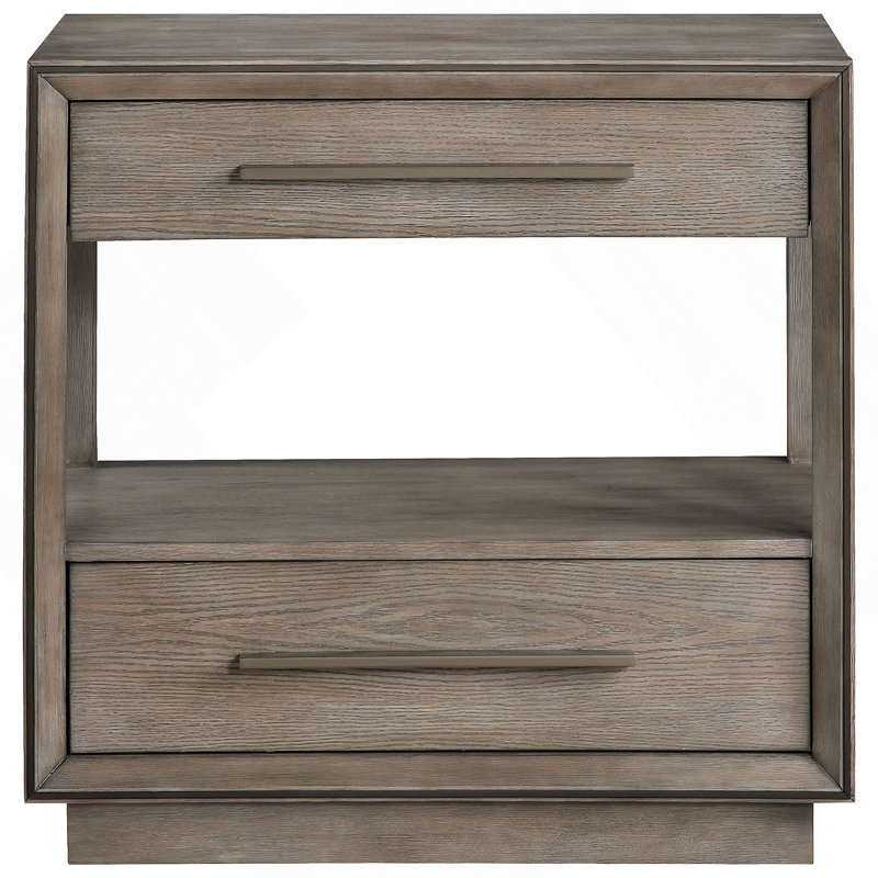 Taupe Oak 2-drawers Nightstand