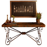 Oxidized Copper Console Table With Hand-forged Iron Base | 1212cc Oc