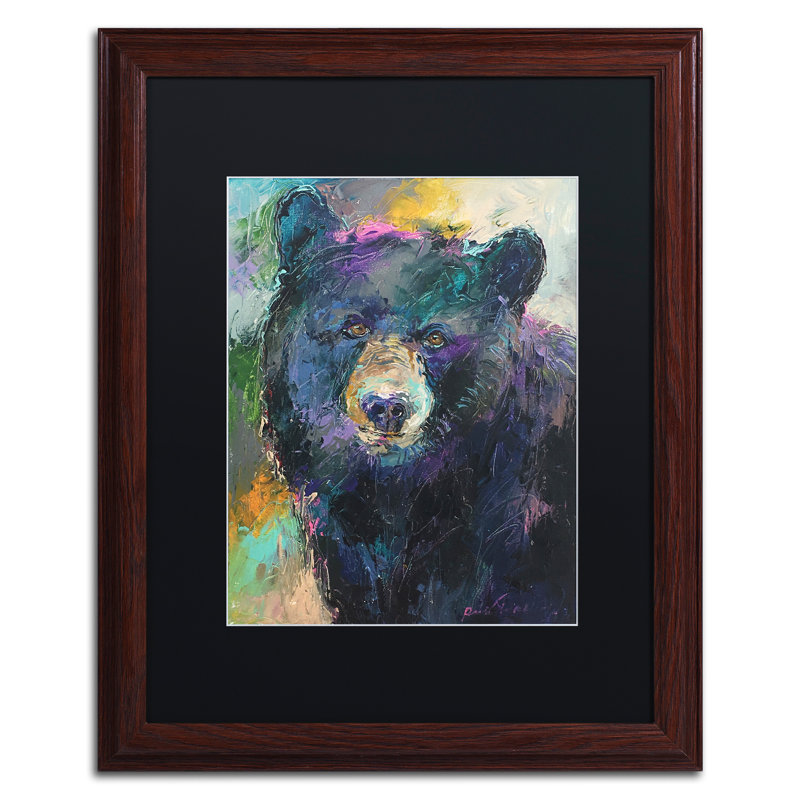 « art bear », impression sur toile, H 20 po x l 16 po x P 0,5 po, Noir, Encadrement grain de bois