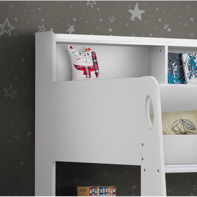 Lilianna Single (3') Standard Bunk Bed with Shelves, White