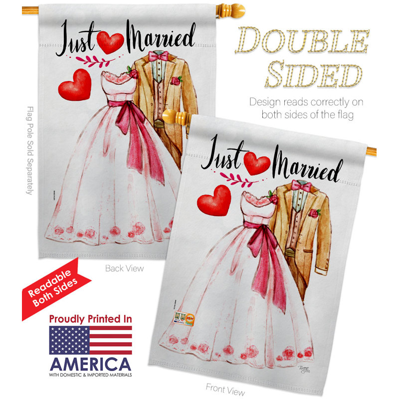 Double Sided 40'' H x 28'' W Polyester Wedding House Flag