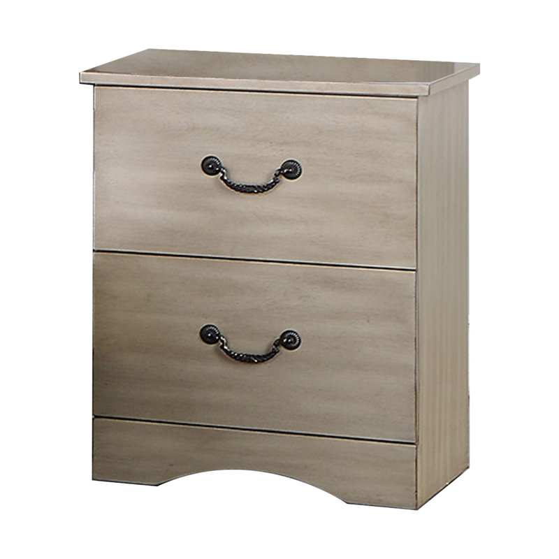 Table de chevet 2 tiroirs Runolfson, Marron clair
