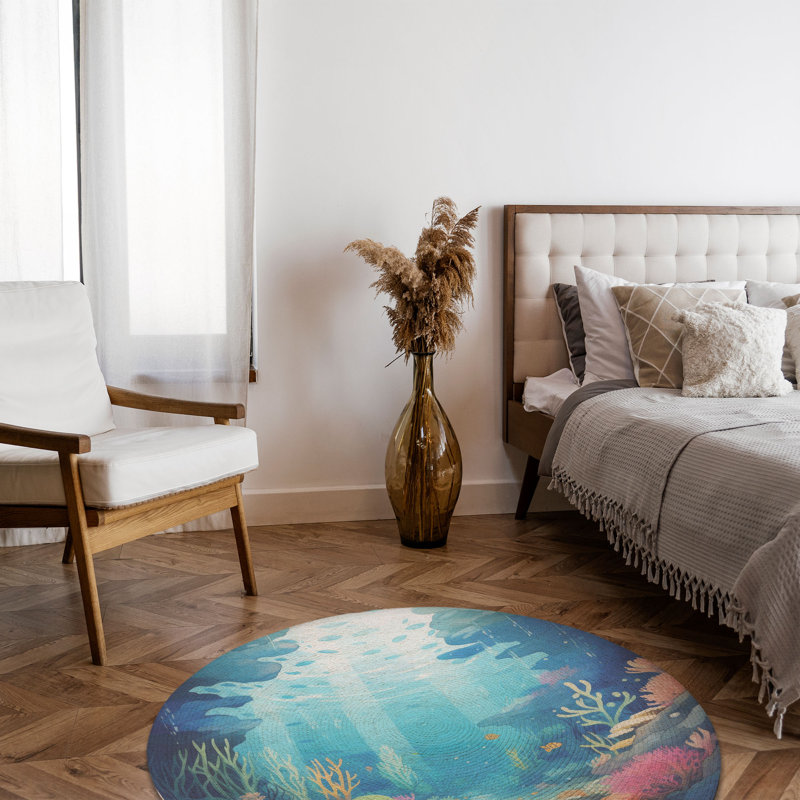 Tapis tressé Mystical Sea Life, Rond 5 pi