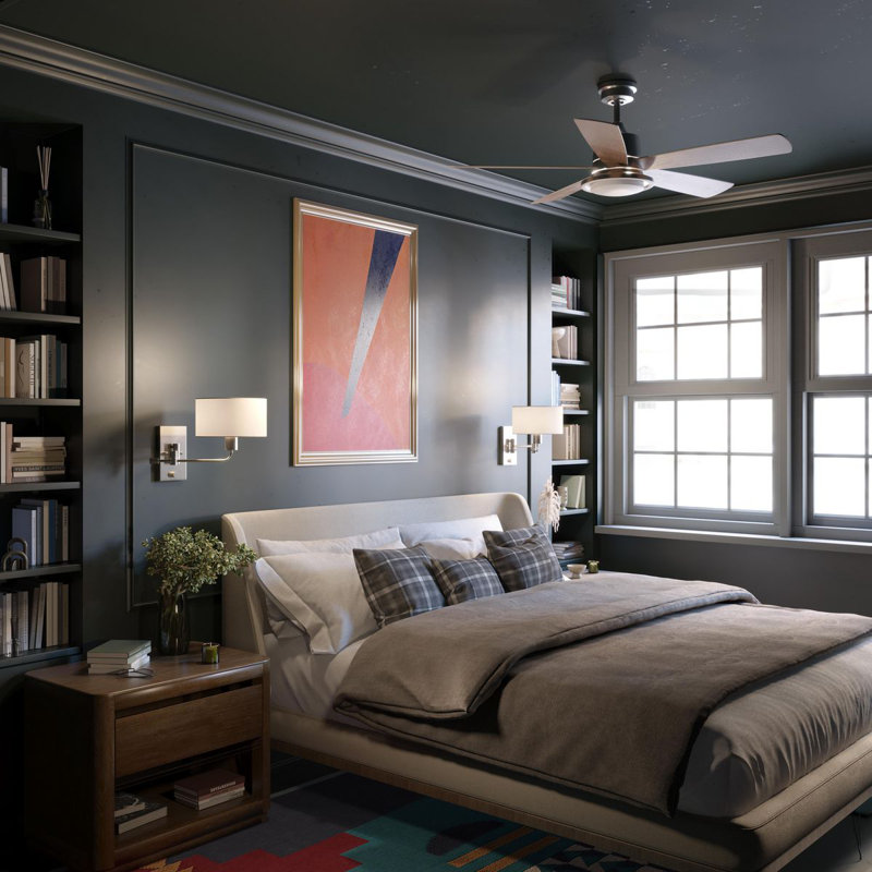 52'' Ceiling Fan with LED Lights, Brushed Nickel