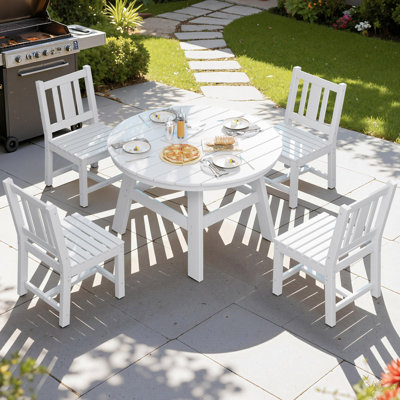 Immie 5 Piece HDPE Outdoor Dining Table Set with Umbrella Hole