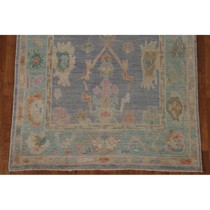 Tapis oriental bleu marine en laine noué à la main 4 pi x 6 pi