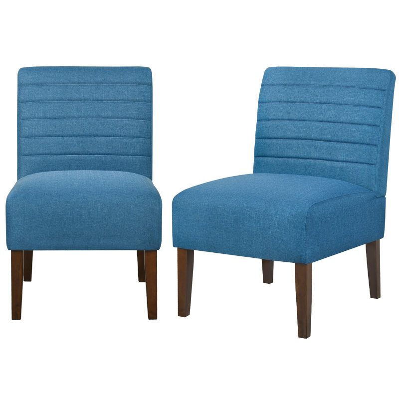 Floraine Upholstered Slipper Chair, Blue Polyester