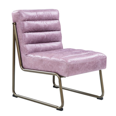 Accent Chair With Metal Frame - Superior Fabric, Strong Wooden Legs, Living Space Enhancement, 33" H X 22" W 30" D, Pink Leather Room Seating Sled Base, Comfortable