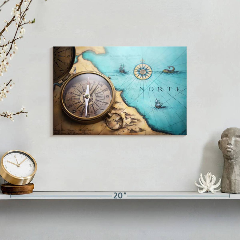 Antique style compass Aletra, H 8 po x l 12 po