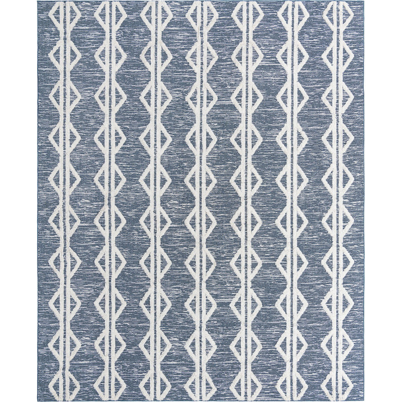 Tapis contemporain Eiryn de couleur bleu marine, Rectangle 8 pi 3 po x 10 pi