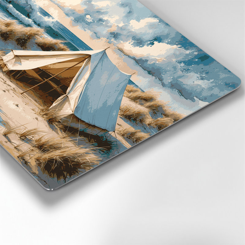 Art mural en métal beige Coastal Beach Camp, H 8 po x l 10 po
