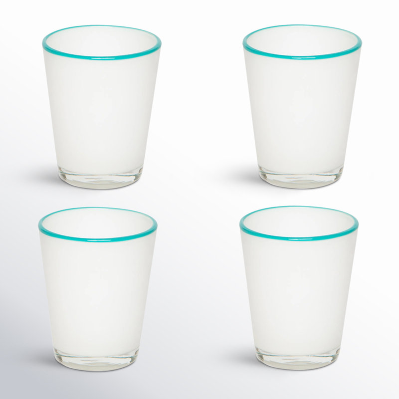 Summer Glass Drinking Glass, 9 oz., White/Blue