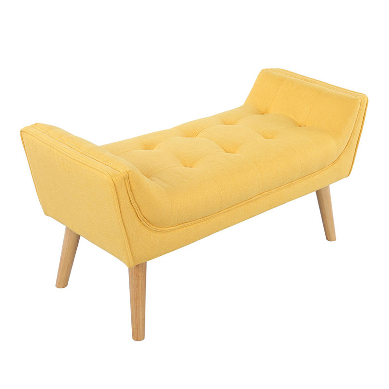 Dee Velvet Upholstered Bench, Yellow