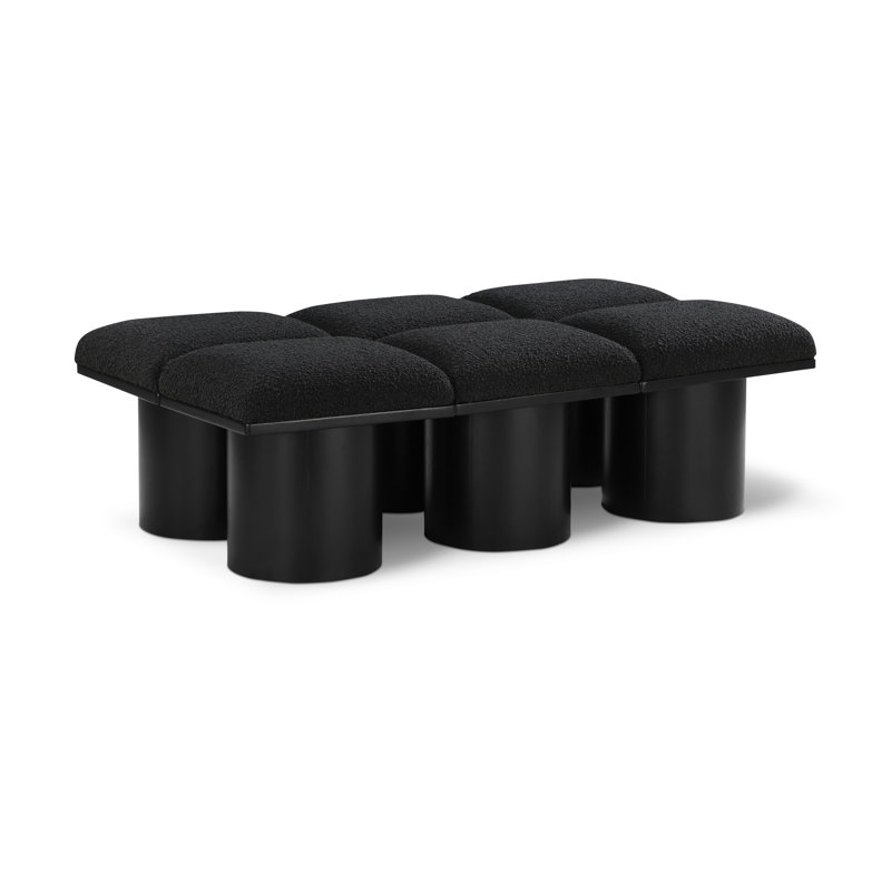 Horatia Boucle Upholstered Bench, Black Boucle Fabric, 17.5" H x 54" W x 31" D, Black