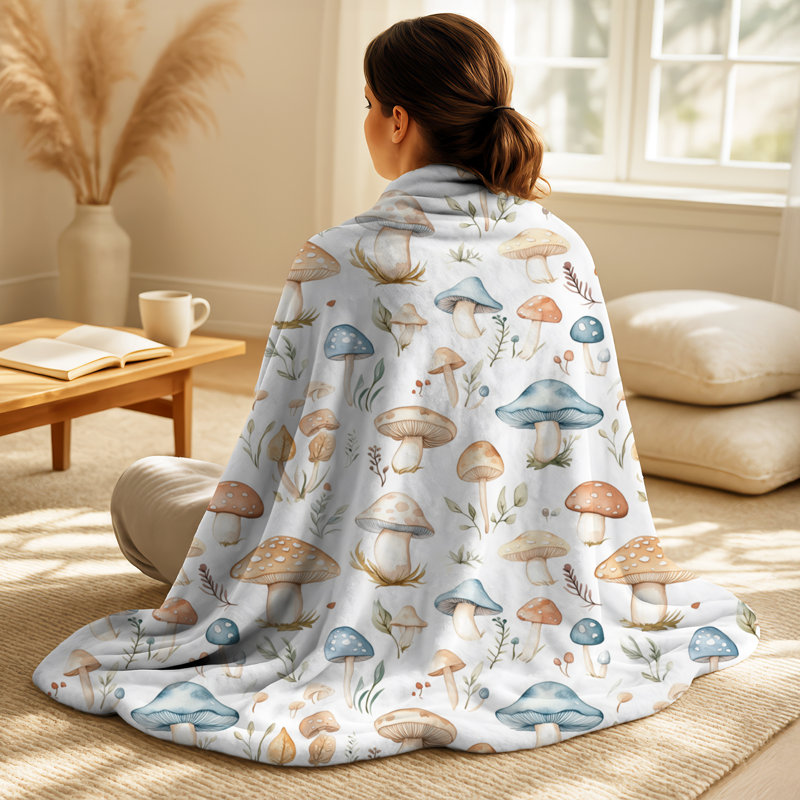 Couverture en molleton pastel Mushroom I - Brown