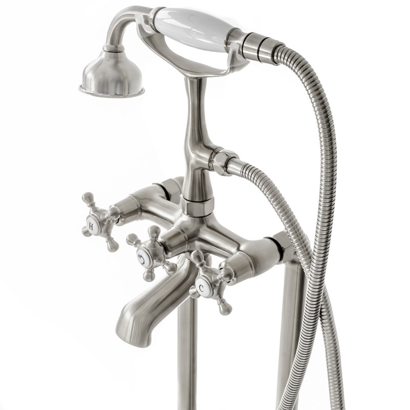 SevenFalls Floor Tub Spout with Diverter, Brushed Nickel