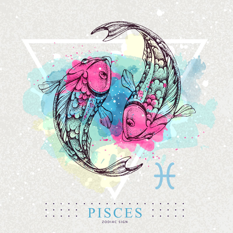 Koi Zodiac Sign - Wrapped Canvas Print, 30cm H x 30cm W x 3.8 cm D