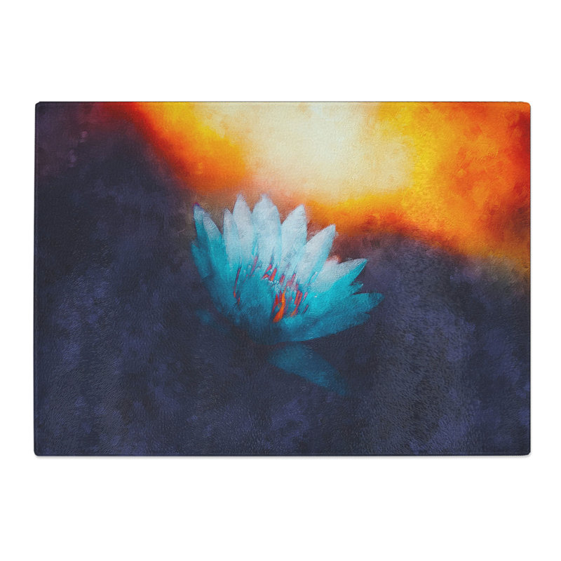 Tempered Glass Lotus Flower Chopping Board, 28.5 cm x 39 cm