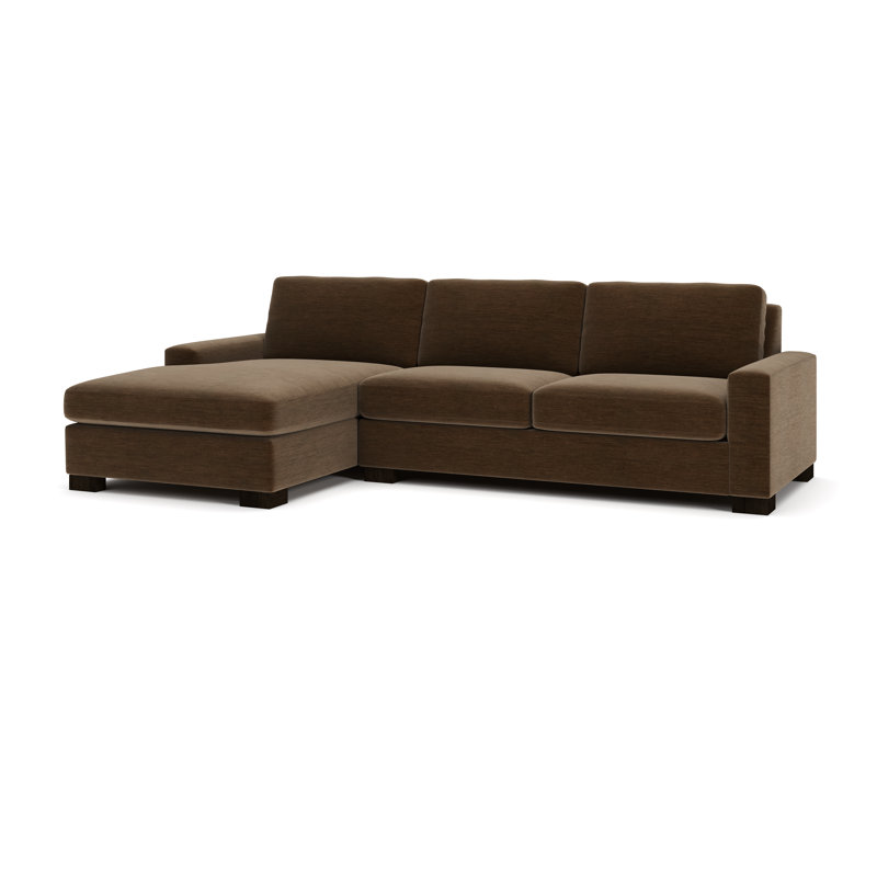 Jonie 115" 2-Piece Upholstered Chaise Sectional, Left Hand Facing, Nave Bark Performance Distressed Velvet