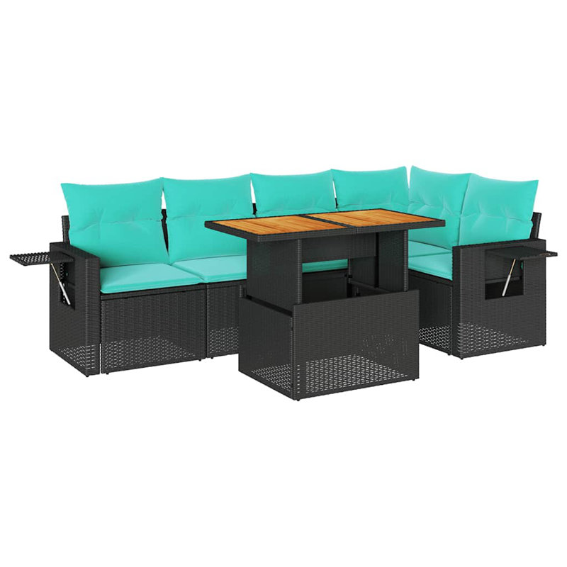  Ensemble de canapé de patio 6 pièces avec coussins en rotin de polyester